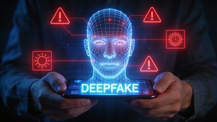 Deepfake Technology and Artificial Intelligence Identity Fraud Concept