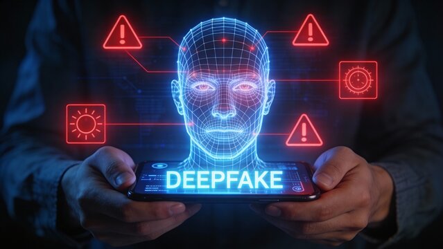 Deepfake Technology and Artificial Intelligence Identity Fraud Concept