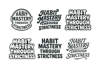 Fototapeta premium Lettering Styles Grid. Habit mastery through strictness. Set lettering. harmonious lettering variations of the same emblematic concept, each with different