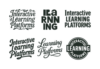 Creative Lettering Styles. Interactive learning platforms. Set lettering. harmonious lettering variations of the same emblematic concept, each with different