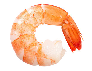 Fresh Shrimp, Top-Down View, Isolated on Transparent Background