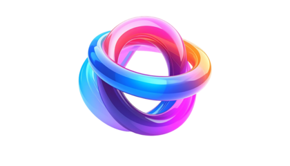 3D-rendered, colorful, interwoven torus shape against a black backdrop