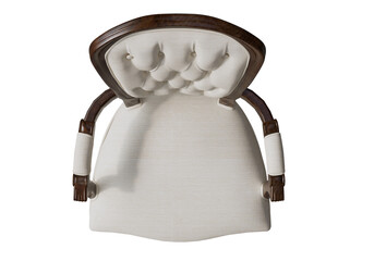 Vintage Tufted French Armchair in Dark Wood. This elegant armchair showcases a classic French...