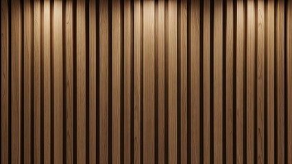 Contemporary wooden slat wall panel with alternating vertical grooves, showcasing natural grain texture and ambient top lighting for enhanced depth and acoustic elegance