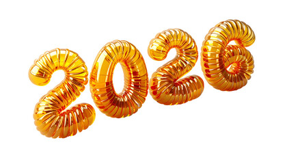 Gold metallic numbers form "2026" on black background, celebratory