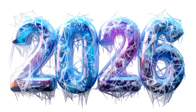 Icy, shimmering numbers forming "2023" with frost and a dark background - Powered by Adobe