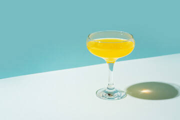Passion fruit in glasses, alcoholic tropical cocktail
