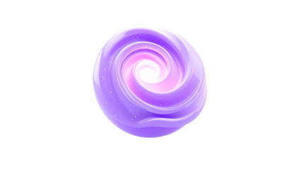Swirling lilac and white orb glowing against a black background