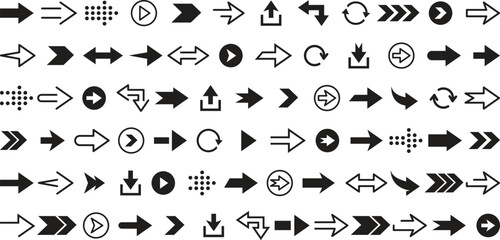 Plakat Minimal Arrow Icons Pack. Hand-Drawn & Geometric Arrow Illustrations. Arrow Icon Vector Set. Set of Directional Arrow Vectors. Vector Arrow Set