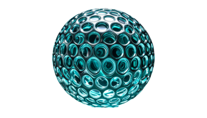 Metallic orb with a honeycomb pattern, light reflecting