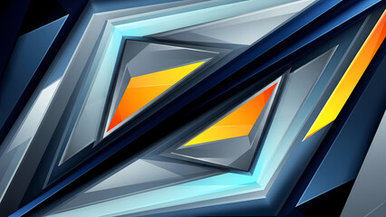 幾何学的な図形の中の明るいオレンジ色の反射と輝き