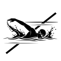 Fototapeta premium Swimmer Silhouette In Pool Lane For Competitive Swimming And Fitness Training Graphic