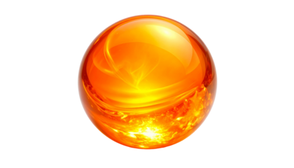 Translucent orange sphere with internal fire-like textures