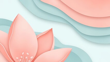 Autumn Teal Curve: Abstract Layered Background with Orange Leaf Texture