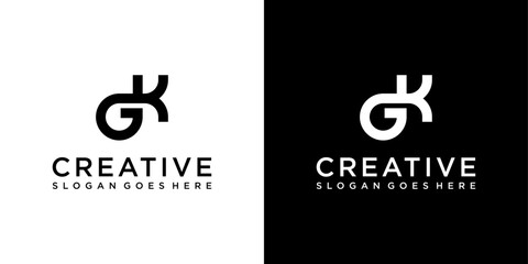 GK or KG initial letter logo design vector template