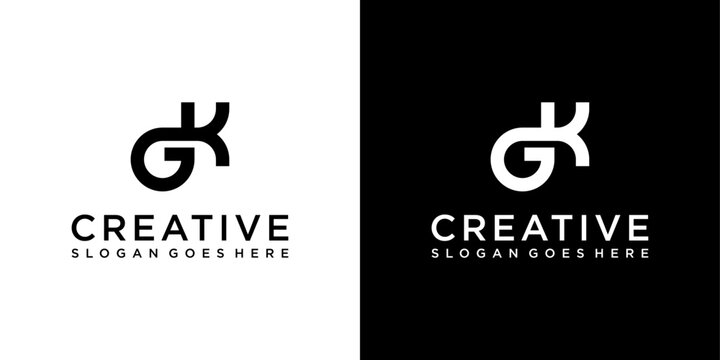 GK or KG initial letter logo design vector template