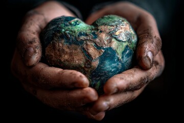 Autistic kid hands with multicolored puzzle heart supported by mother hands background. World autism awareness day