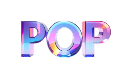 3D prismatic "POP" text against a black background