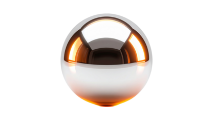 A lustrous metallic sphere, gleaming with light on a black background