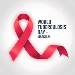 Red Ribbon Symbolizing Tuberculosis Day on March 24 1