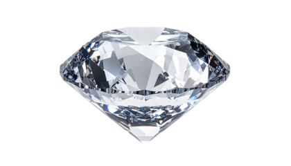 Realistic, faceted, brilliant-cut gem with high clarity on black background