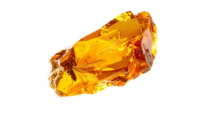 Fossilized insect encased in translucent amber, preserved in detail