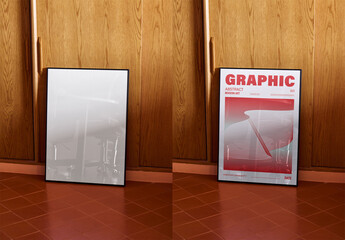 Mockup Of Customized Black Framed Poster