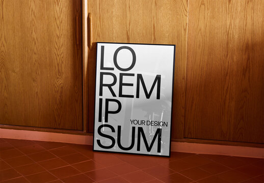 Mockup Of Customizable Black Framed Poster