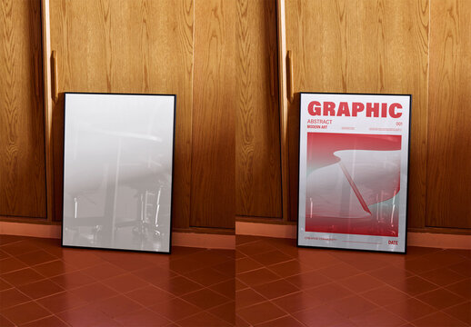 Mockup Of Customized Black Framed Poster