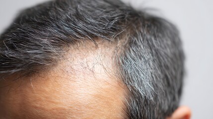 Thinning Grey and Black Hair at Hairline / 生え際の白髪交じりの薄毛