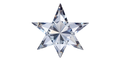 Geometric six-pointed star, faceted like a brilliant diamond, set against black