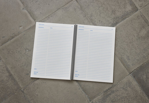 Mockup Of Spiral Bound Magazine With Customizable Pages