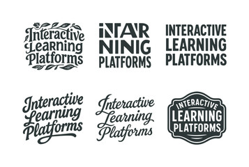 Creative Lettering Styles. Interactive learning platforms. Set lettering. harmonious lettering variations of the same emblematic concept, each with different