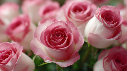 Obraz premium Tightly packed pink and white roses 