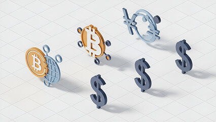 Digital Currency and Monetary Symbols Representing Global Finance and Investment Opportunities