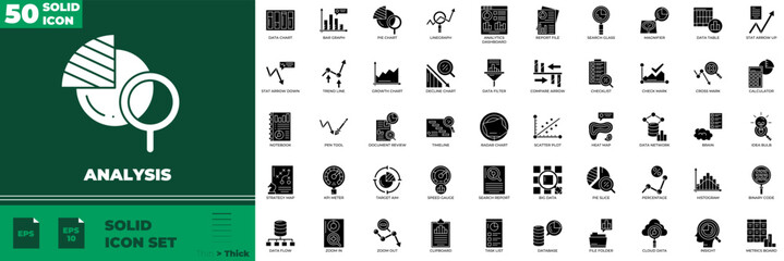 Analysis Solid Editable Icons set