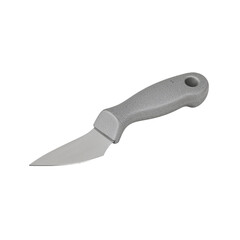 Fototapeta premium Metal Garden Tool With Curved Blade and Black Handle for Digging and Cutting Soil