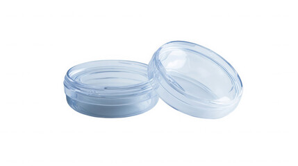 Clear plastic jar with removable lid on transparent background