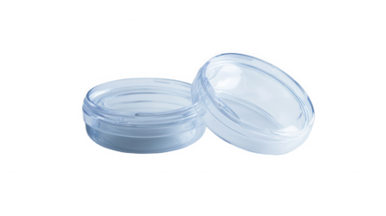 Clear plastic jar with removable lid on transparent background