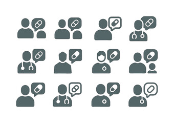 Fototapeta premium Healthcare Logo Variations. Healthcare consultation. Icon set. Set Logo of Healthcare consultation: medication guidance. harmonious logo variations of the same