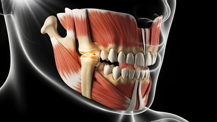 3D Anatomy of Human Jaw and Teeth Muscles and Joint