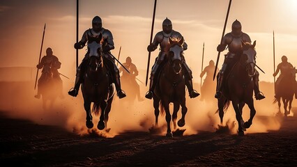 Armored Horse Warriors Riding Into Battle
