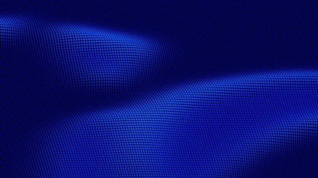 Digital Technology Network Video Loop Blue Square Mesh Data Wave Background 4K