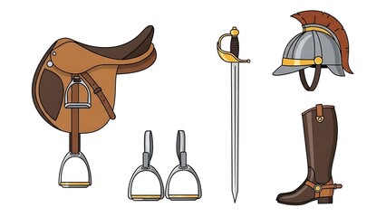 Medieval Weapons and Armor Equipment Illustration
