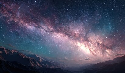 A breathtaking panorama of the night sky. ..Created with Generative AI, not depicting real subjects.