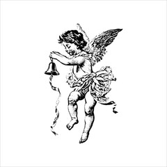 Winged Child Ringing Bell