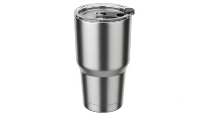 Stainless steel tumbler isolated on white background