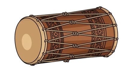 Illustration of a Dholak a two-headed hand drum from South Asia with rope lacing.