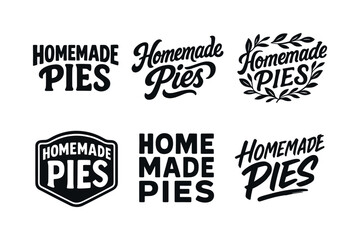 Fototapeta premium Varied Pie Lettering. Homemade pies. Set lettering. harmonious lettering variations of the same emblematic concept, each with different artistic interpretation