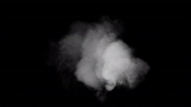 White smoke or steam puff on black background